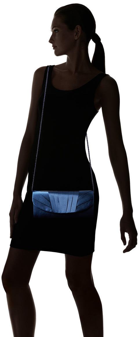 Jessica McClintock womens Angel Satin Tuxedo Flap Evening Clutch, Navy, One Size Jessica McClintock