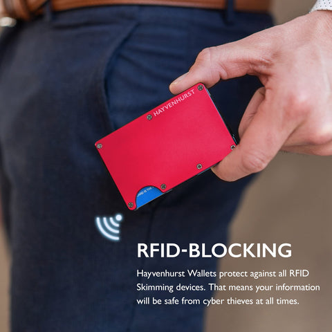 Hayvenhurst Wallet For Men - Reinvented Design Men's Wallet - Slim, Minimalistic & Seamless, Blocks RFID Scanners, Holds 12 Cards & Has a Money Clip (Crimson) Hayvenhurst