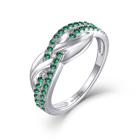 JO WISDOM Women Celtic Knot Rings,925 Sterling Silver Criss Cross X Shape Statement Rings for Women with May Birthstone Ring size7 JO WISDOM