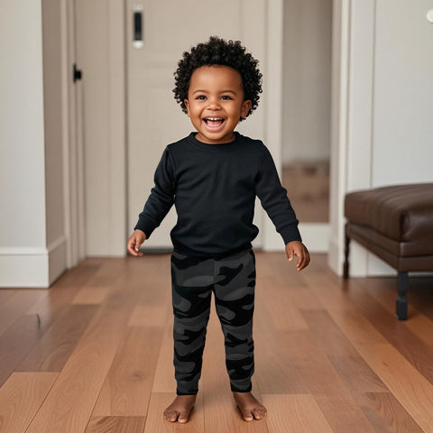GLASH Kids Boys Cotton Pants, 4 Pack Size 6 Toddler Sweatpants Black/Camo/Heather Grey/Iron Grey