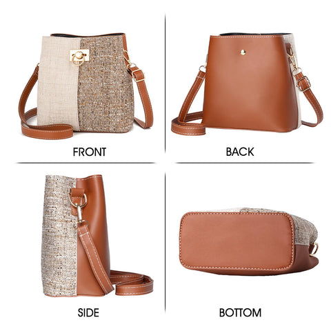 PINCNEL Cross Body Bag Purses for Women - PU Leather Crossbody Bucket Bag with Adjustable Shoulder Strap(Brown) PINCNEL