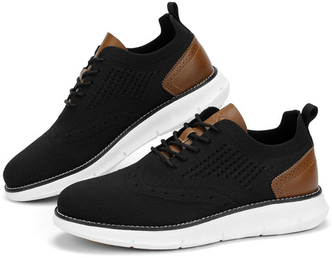 SVNKE Men's Fashion Dress Shoes Casual Oxfords Sneakers Business Breeze Tennis Comfortable Breathable Lightweight Walking Black 11.5