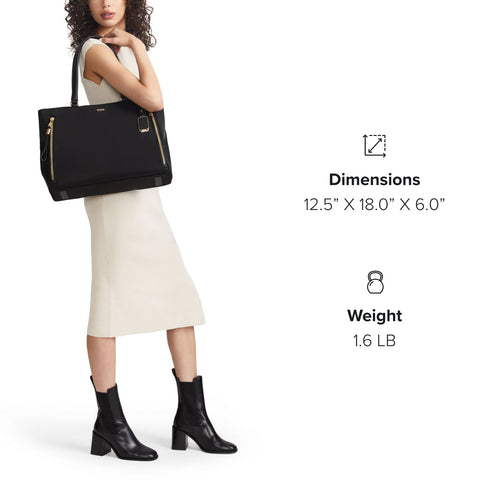 TUMI - Voyageur Valetta Large Tote - Men's & Women's Tote Bag - Tote Handbags for Everyday Use & Work - Black & Gold Hardware TUMI
