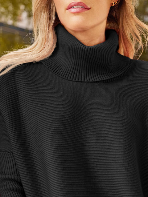 LILLUSORY Oversized Turtleneck Pullover Sweaters Womens 2024 Long Tunic Sweater Winter Trendy Casual Poncho Cowl Neck Cute Tops Dress Fall Fashion Clothes Outfits Clothing Black LILLUSORY
