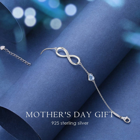 CDE Infinity Heart Symbol Charm Link Bracelet for Women 925 Sterling Silver Stainless Steel Adjustable Mother's Day Gift Anniversary Jewelry Birthday Gifts for Women Wife Girlfriend Her CDE