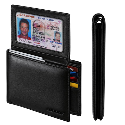 Genuine Leather Wallet for Men 12 Cards Mens Wallet Bifold Rfid Blocking with 2 ID Windows Card Holder Wallet with Gift Box