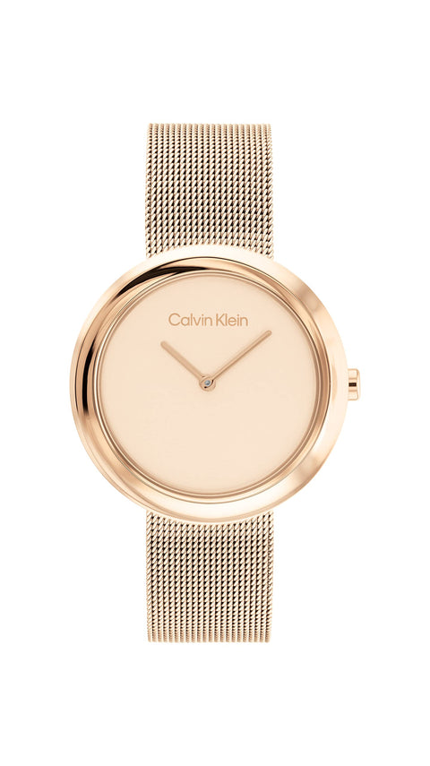 Calvin Klein Women's Quartz Ionic Plated Carnation Gold and Mesh Bracelet Watch, Color: Carnation (Model: 25200013) Calvin Klein