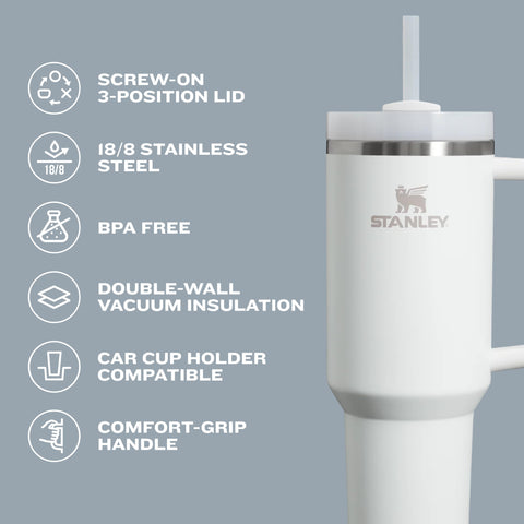 STANLEY Quencher H2.0 Tumbler with Handle and Straw 40 oz | Flowstate 3-Position Lid | Cup Holder Compatible for Travel | Insulated Stainless Steel Cup | BPA-Free | Almond Rose STANLEY