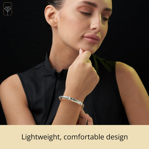 MAX + STONE Lightweight 925 Sterling Silver Bracelet for Women | 7 Inch Braided Bangle with Hinged Clasp | Anti-tarnishing Sterling Silver Bangle Bracelet for Women | Silver Bangles for Women MAX + STONE