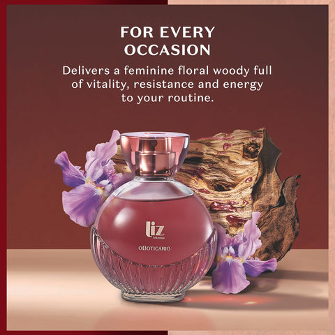 O Boticário Liz Intense Eau de Toilette Fragrance for Women, Amber Woody Intense Perfume, 3.4 Ounce O Boticário