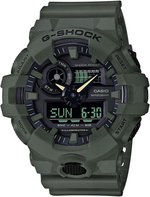 Casio Men's XL Series G-Shock Quartz 200M WR Shock Resistant Resin Color: Matte Olive Green (Model GA-700UC-3ACR) G-Shock