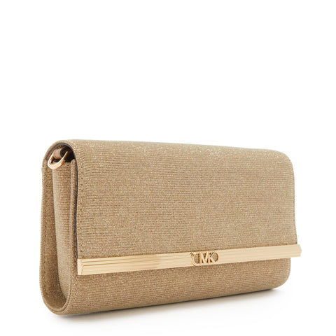 Michael Kors Mona Large East West Clutch, Pale Gold Michael Kors