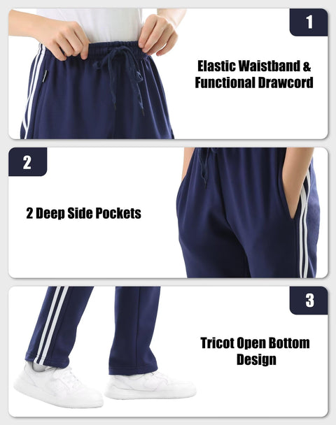 Rolimaka 4 Pcs Boys Sweatpants Soft Fleece Lined Open Bottom Youth Basic Athletic Joggers with Pockets Thermal Pants for Boys Black/Light Grey/Dark Grey/Blue L