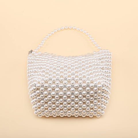 CHIC DIARY White Pearl Purse Crossbody Bag for Women Shoulder Handbag Beaded Clutch Evening Bag for 1920s Party Wedding CHIC DIARY