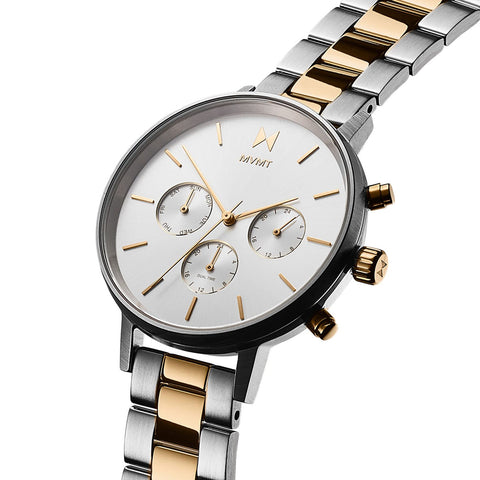 MVMT Nova - Dual Timezone Women’s Wristwatch - Minimalist Dress Watch for Women - 3 ATM/30 Meters Water-Resistant Timepiece - Stainless Steel Analog Women’s Watch with Interchangeable Bands - 38mm MVMT