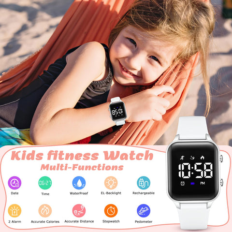 L LAVAREDO Waterproof Kids Digital Watches for Boys Girls,Sport Watch with Pedometer Stopwatch Vibration Alarm for Ages 5-13,No App Fitness Tracker Watch for Kids Teens Birthday