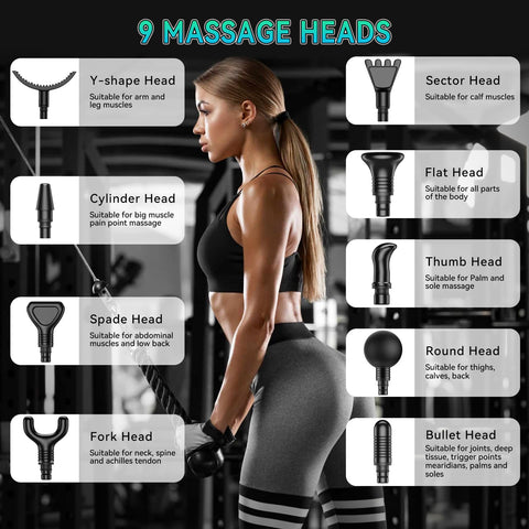 APHERMA Massage Gun, Muscle Massage Gun for Athletes Handheld Electric Deep Tissue Back Massager, Percussion Massage Device for Pain Relief with 30 Speed Levels 9 Heads APHERMA