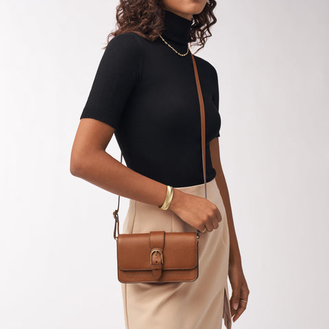 Fossil Women's Zoey Leather Small Crossbody Purse Handbag, Brown (Model: ZB1937200) Fossil
