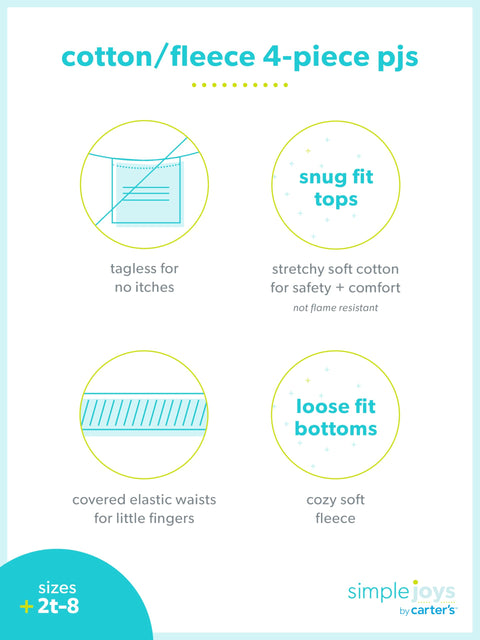 Simple Joys by Carter's Baby and Toddler Girls' 4-Piece Pajama Set