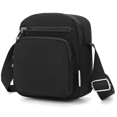 ETidy Tote Bag for Women Men Lightweight Small Crossbody Shoulder Bag Casual Zipper Handbag Hobo bag with Pockets Black ETidy
