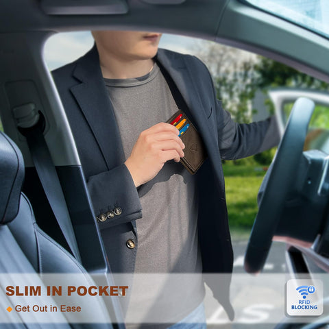 BULLIANT Slim Wallet For Men 12Cards,Easy Leather Wallet Card Holder Money Clip With Simplified Bill Folder&Magnetic Closure -RFID Blocking