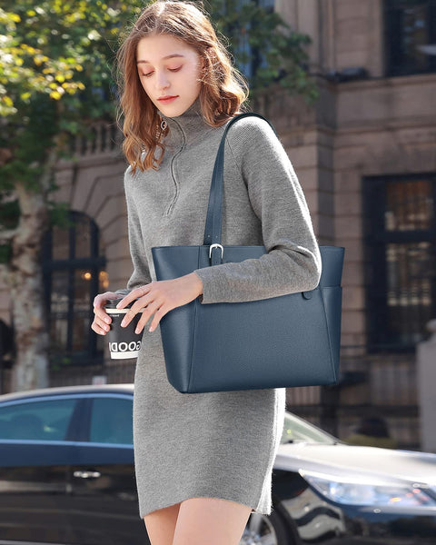 Over Earth Women Leather Handbags Genuine Leather Tote Shoulder Bag with Multi Pockets(O105E UG Indigo Blue) Over Earth