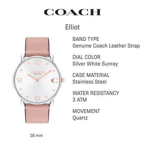 Coach Elliot Women's Watch | Elegant and Sophisticated Stles Combined | Premium Quality Timepiece for Everyday Wear | Water Resistant | (Model 14504199) Coach