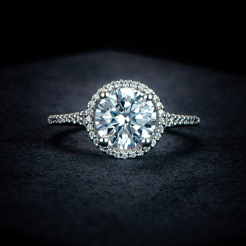 HAFEEZ CENTER 14K Gold Moissanite Engagement Ring 14K Solid Gold 2ct Moissanite Engagement Rings 14K Gold Rings for Women (White-Gold, 10) HAFEEZ CENTER