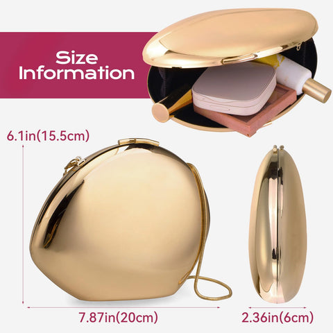 YYW Evening Clutch Purse for Women Metal Reflective Shoulder Bag Unique Handbag for Wedding Party Prom (Gold) YYW
