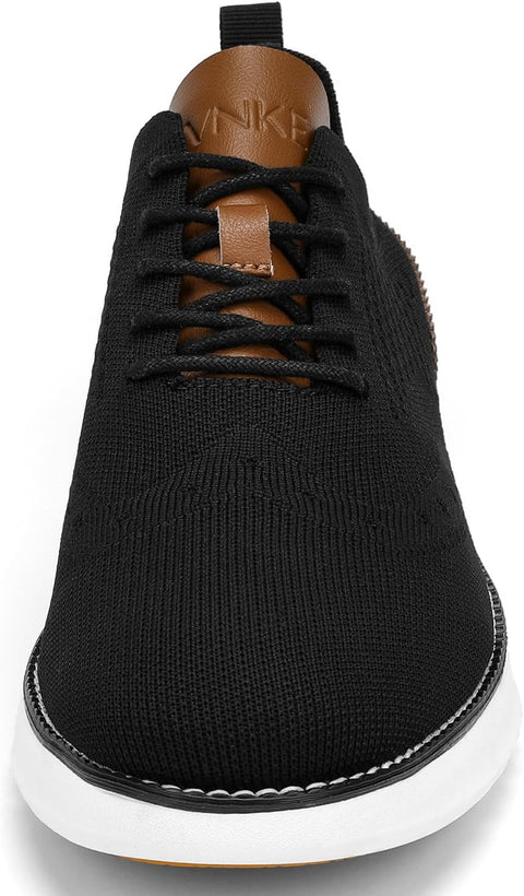 SVNKE Men's Fashion Dress Shoes Casual Oxfords Sneakers Business Breeze Tennis Comfortable Breathable Lightweight Walking Black 11.5