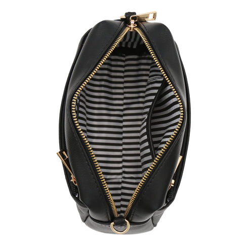 FashionPuzzle Small Triple Zip Crossbody Bag (Black) FashionPuzzle