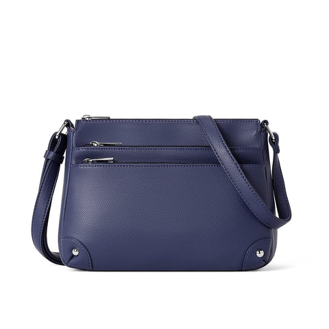 WESTBRONCO Crossbody Bags for Women, Medium Size Shoulder Handbags, Satchel Purse with Multi Zipper Pocket Navy Blue WESTBRONCO