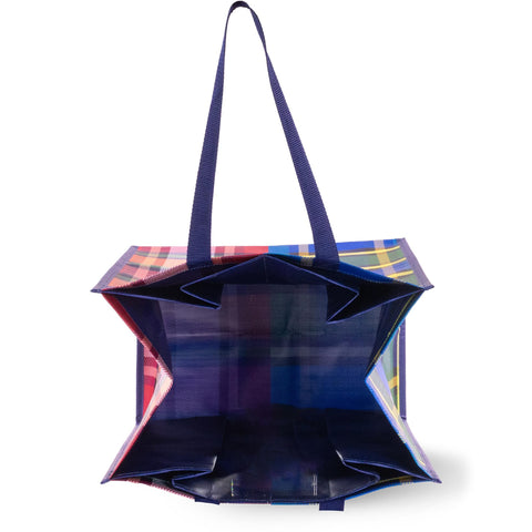 kate spade new york Reusable Shopping Bag, Grocery Tote with Shoulder Straps, Large Collapsible Tote (Grand Plaid Duo)