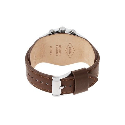 Fossil Men's Coachman Quartz Stainless Steel and Leather Chronograph Watch, Color: Silver, Brown (Model: CH2565) Fossil
