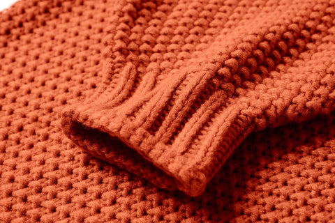 Imily Bela Girls Turtleneck Sweaters Kids Batwing Sleeve Knit Clothes Chunky Pullover Jumper A-Orange