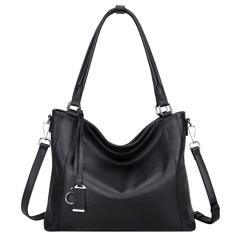 Over Earth Soft Leather Handbags for Women Shoulder Hobo Bag Large Tote Crossbody Bag (O103E Black) Over Earth