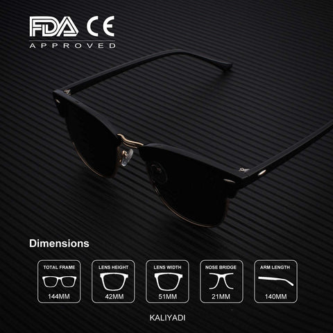 KALIYADI Polarized Sunglasses-for-Men Retro Sunglasses-Men: Semi-Rimless Frame Women Driving Sun glasses with UV Protection