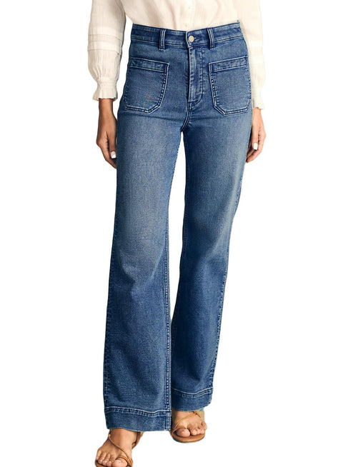 Astylish Straight Leg Jeans for Women High Waisted Loose Denim Pants Casual Baggy Jean Trousers with Patch Pockets Size 8 Dusk Blue