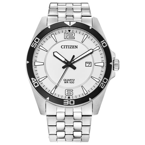 Citizen Quartz Men's Watch, Stainless Steel, Classic, Silver-Tone Citizen