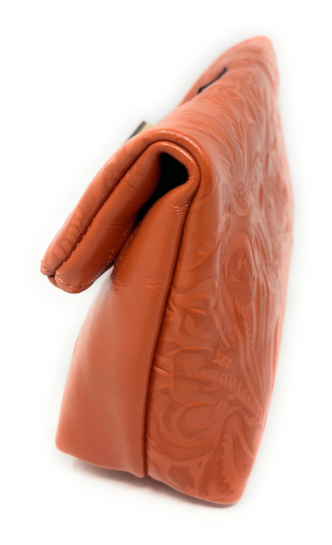 Patricia Nash Valerie Tooled Leather Foldover Clutch Wristlet, Apricot Patricia Nash