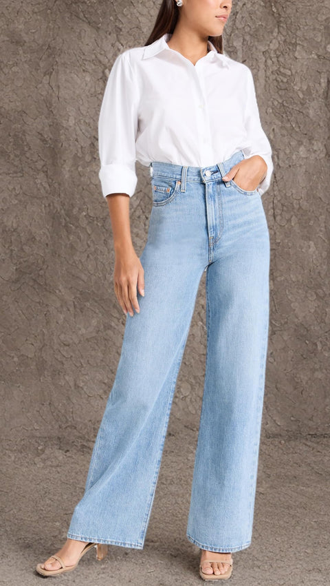 Levi's Women's Ribcage Wide Leg Jeans, Far and Wide, Blue, 26