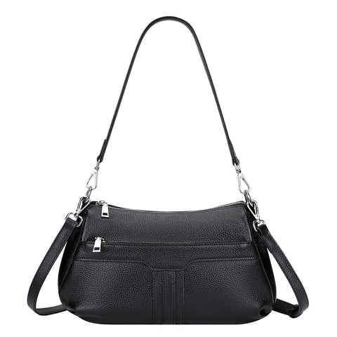 Over Earth Genuine Leather Hobo Bags for Women Small Soft Ladies Shoulder Purses and Handbags Casual Practical Chic Shoulder Bags(O210E Black) Over Earth