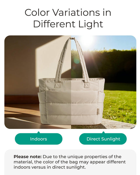 BAGSMART Tote Bag for Women, Lightweight Puffy Tote Bag with Compartments Shoulder Bag Handbag Quilted Shoulder Bag Handbag for Travel, Work, Beach, Gym, Shop(Grayish Brown)