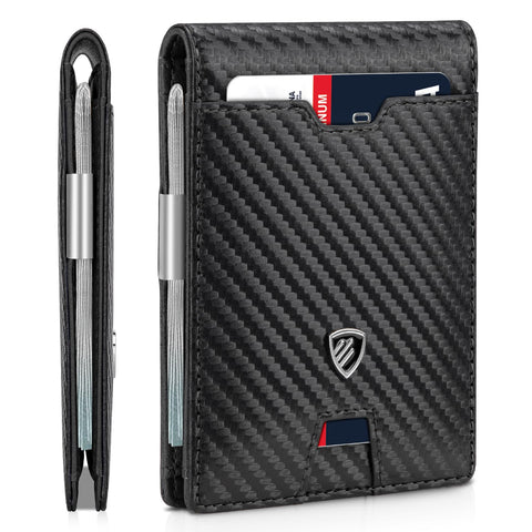 RUNBOX Mens Slim Wallet with Money Clip RFID Blocking Bifold Credit Card Holder for Men with Gift Box