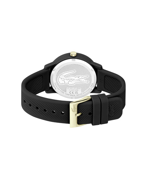 Lacoste 12.12 Women's Quartz Plastic and Silicone Strap Watch, Color: Black (Model: 2001212) Lacoste