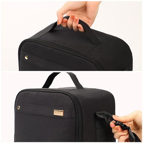 NISHEL Lunch Bag for Women, Insulated Two Separate Compartments Lunch Box with Adjustable Shoulder Strap, Leakproof Lunch Cooler Bag for Work, Black NISHEL