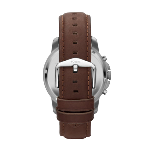 Fossil Men's Grant Quartz Stainless Steel and Leather Chronograph Watch, Color: Silver, Brown (Model: FS4813) Fossil