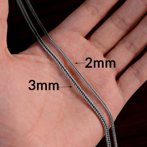Franco Chain Sterling Silver Foxtail Necklace for Men 2mm 3mm Diamond Cut Chain for Men Women (Width: 2mm, Length: 18") Lattd