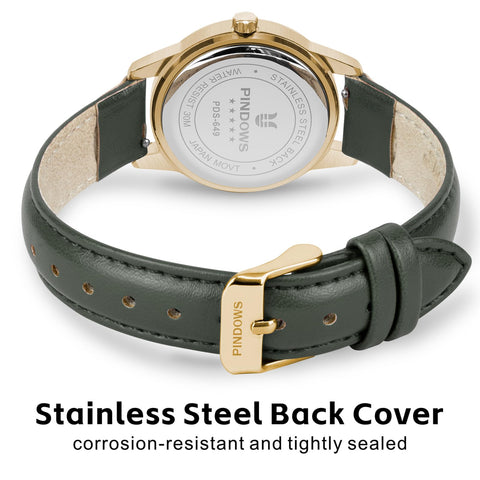 PINDOWS Watches for Women, Classic Business Analog Quartz Small Ladies Watches, 3ATM Waterproof Fashion Dress Watch with Easy-to-Read Luminous Dial