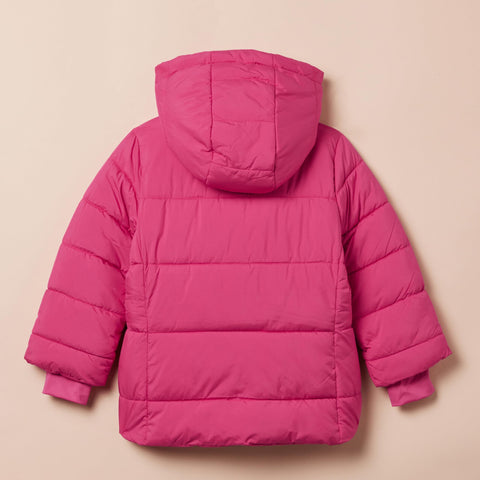 Amazon Essentials Girls' Heavyweight Hooded Puffer Coat, Water-Resistant, Pink, Small
